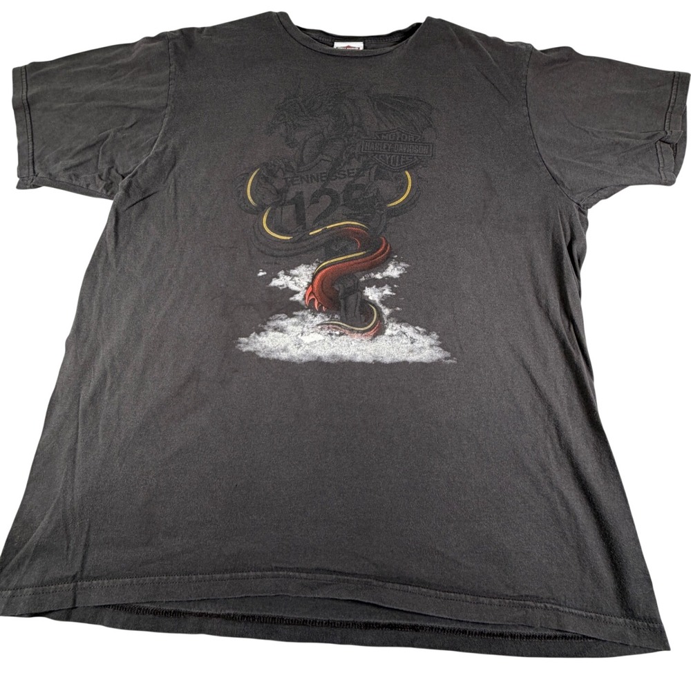 Harley-Davidson Smoky Mountain Dragon T-Shirt XL Black 2010 Faded Y2K